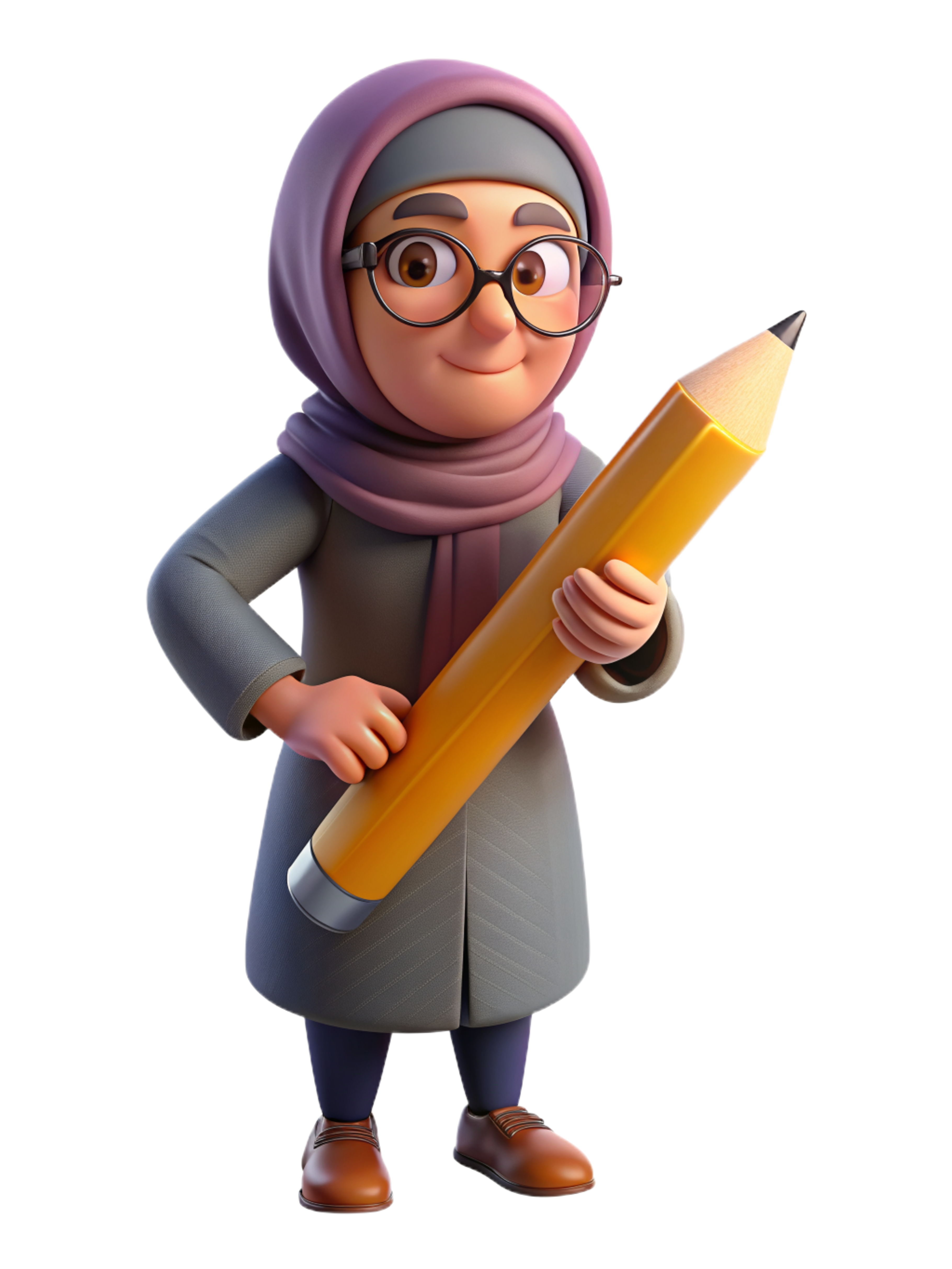 Hijab girl with big Pencil